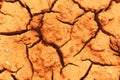 Cracks of the dried soil in arid season - Arid soil , Cracked earth texture of ground broken and rough surface mud clay top view Royalty Free Stock Photo