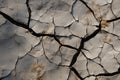 Cracks and fissures mar the dry, damaged surface of the earth