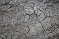 Cracks in the ground due to drought.The concept of global warming. A desolate landscape cracked by drought Royalty Free Stock Photo