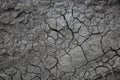 Cracks in the ground due to drought.The concept of global warming. A desolate landscape cracked by drought Royalty Free Stock Photo