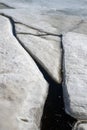 cracks on the melting sea ice surface Royalty Free Stock Photo