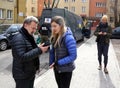 Polish-Ukrainian couple Szymon Makuch and Oksana Shmygol leaving for Lviv with a load of humanitarian aid