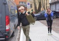 Polish-Ukrainian couple Szymon Makuch and Oksana Shmygol leaving for Lviv with a load of humanitarian aid