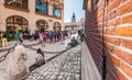 Cracow, Poland- stone alley leading to Main Market Square Royalty Free Stock Photo