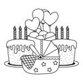 Cradle with birthday cake in black and white Royalty Free Stock Photo