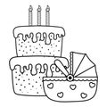 Cradle with birthday cake in black and white Royalty Free Stock Photo