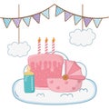 Cradle with birthday cake Royalty Free Stock Photo