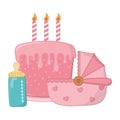 Cradle with birthday cake Royalty Free Stock Photo