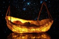 Cradle of light floating under a starry sky during a peaceful night Royalty Free Stock Photo