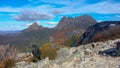 Cradle mountain and a black currawong bird