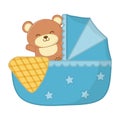 Cradle with toy bear