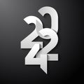 Craetive dark modern new year 2024 card with numbers on gradient background Royalty Free Stock Photo