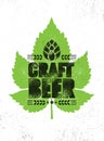 Craft Beer Brewery Artisan Creative Vector Stamp Sign Concept. Rough Handmade Alcohol Banner. Menu Page Design Element