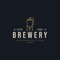 Craft beer and brewery line art logo design