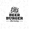 Beer and Burger Grunge White. Vector illustration