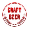 Craft beer emblem with barley ears. Vintage rubber stamp style