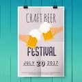 Craft beer festival. Two hands holding beer glass. Beer festival