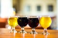 Craft beer flight close-up