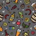 Craft beer hand drawn elements pattern Royalty Free Stock Photo