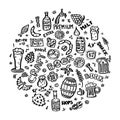 Craft beer hand drawn elements set Royalty Free Stock Photo