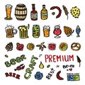 Craft beer hand drawn elements Royalty Free Stock Photo