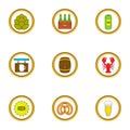 Craft beer icons set, cartoon style Royalty Free Stock Photo