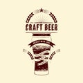 Craft beer label. Vintage grunge style beer poster. Vector illustration.