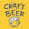 CRAFT BEER LIGHT Drink Lettering Cartoon Vector Illustration