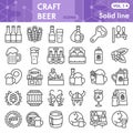 Craft beer line icon set, brewery symbols collection or sketches. Beer linear style signs for web and app. Vector Royalty Free Stock Photo