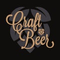 Craft beer logo. Beer hop lettering on black Royalty Free Stock Photo