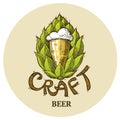 Craft beer logo, lettering vector illustration hop, emblem design