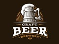 Craft beer logo- vector illustration, emblem brewery design Royalty Free Stock Photo