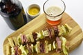 Craft Beer with Pastrami Sandwich Appetizer Royalty Free Stock Photo