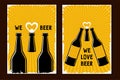 Craft beer poster set. Retro style vector illustration with bottle and can opener. Vintage backgrounds for pub and drink Royalty Free Stock Photo