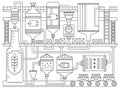 Craft beer production thin line infographic process with fermentation, filtration Royalty Free Stock Photo