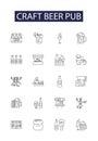 Craft beer pub line vector icons and signs. Craft, Beer, Taproom, Alehouse, Brewery, Drinks, Cider, Social outline