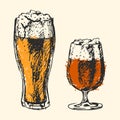 Craft beer and pub sketch vector illustration. Royalty Free Stock Photo