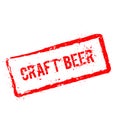 Craft beer red rubber stamp isolated on white.