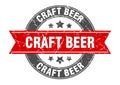 craft beer round stamp with ribbon. label sign