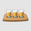 Craft Beer Sampler Flight on a Wooden Paddle Royalty Free Stock Photo