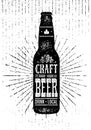 Craft Beer Sold Here Rough Banner. Vector Artisan Beverage Illustration Design Concept On Grunge Distressed Background