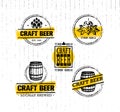 Craft Beer Sold Here Rough Banner. Vector Artisan Beverage Illustration Design Concept On Grunge Distressed Background