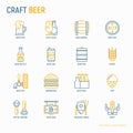 Craft beer thin line icons set Royalty Free Stock Photo