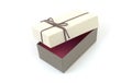 Craft beige and pink empty gift boxes on white background