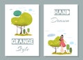 Craft Cards Set with Trendy Flat Natural Design