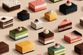 Food image. Craft Clay style. Pieces of cake in bright colors. Seamless pattern Royalty Free Stock Photo