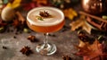 Craft cocktail with frothy top and cinnamon, perfect for fall menus.