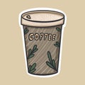 craft coffee cup sticker isolated Royalty Free Stock Photo