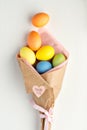 Craft cornet of painted easter eegs Royalty Free Stock Photo