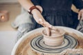 Craft creation of children. child doing a clay project